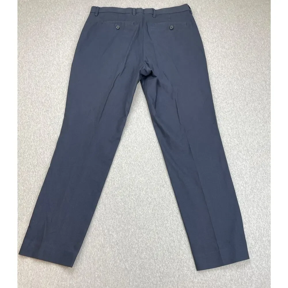 Banana Republic Pants Men 33x 32 Blue Cotton Blend Stretch Slim Flat Front Dress